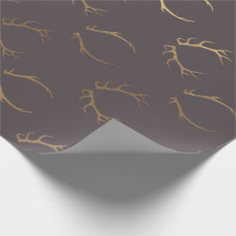Papel De Presente Deer Horns Brown Dourado Chocolate Luxo VIP