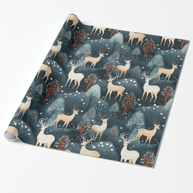 Papel De Presente Deer Hunting Christmas Antlers (Desenrolado)