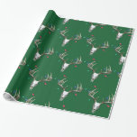 Papel De Presente Deer Hunting Christmas Lights in Antlers Wraps<br><div class="desc">Crânio de veado com luzes de Natal embrulhadas em suas galhadas.</div>