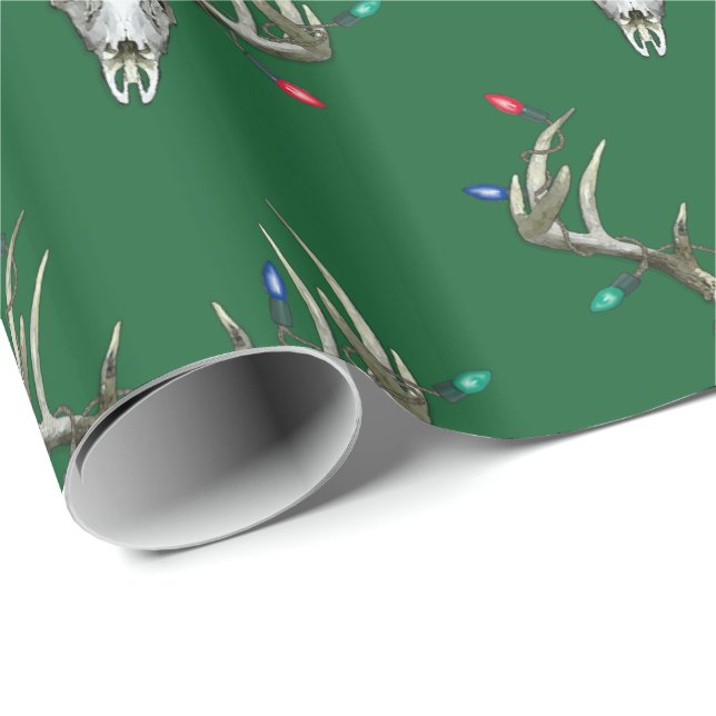 Papel De Presente Deer Hunting Christmas Lights in Antlers Wraps (Ponta do rolo)