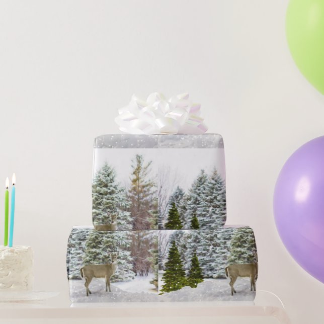 Papel De Presente Deer in Winter Wonderland / Holiday Wrappaper (Presentes para festas)