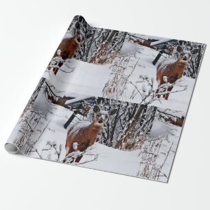 Papel De Presente Deer no Feriado da Terra Maravilha de inverno