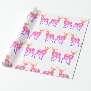 Papel De Presente Deer Snowflakes Papel de enrolamento Feriados de i