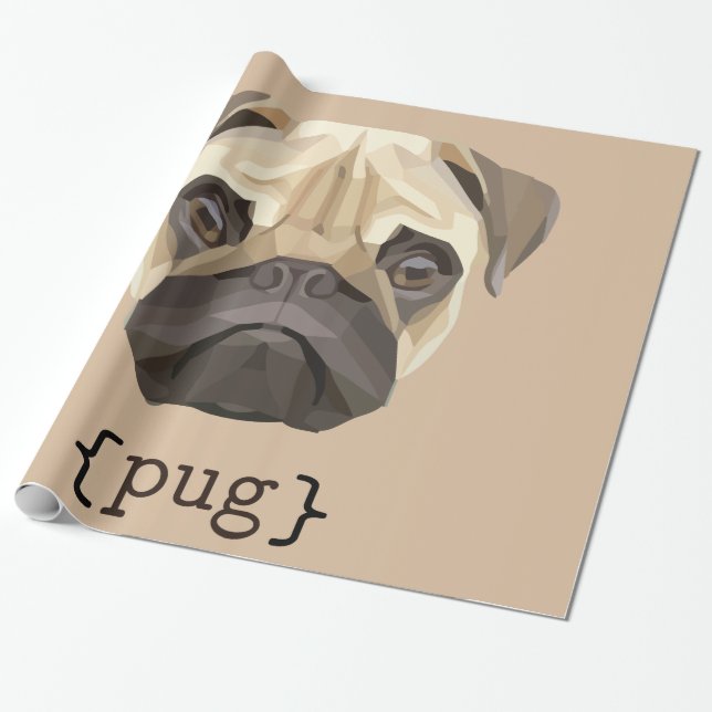 Papel De Presente Definição de Rosto de Pug Cód. Aquarela (Desenrolado)