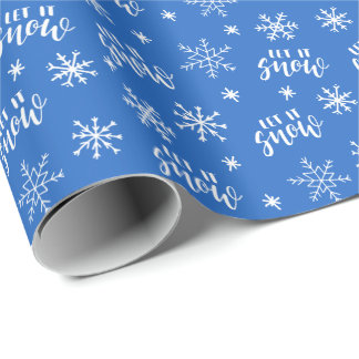 Papel De Presente Deixe nevar o inverno azul brilhante e o Natal bra
