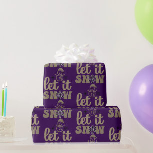 Papel De Presente Deixe-o nevar no Natal roxo