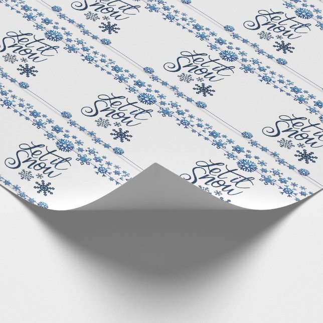 Papel De Presente Deixe-o nevar papel branco azul (Ponta)