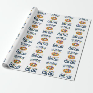 Papel De Presente Deixe-Os Comer Rei Bolo Mardi Gras Engraçado