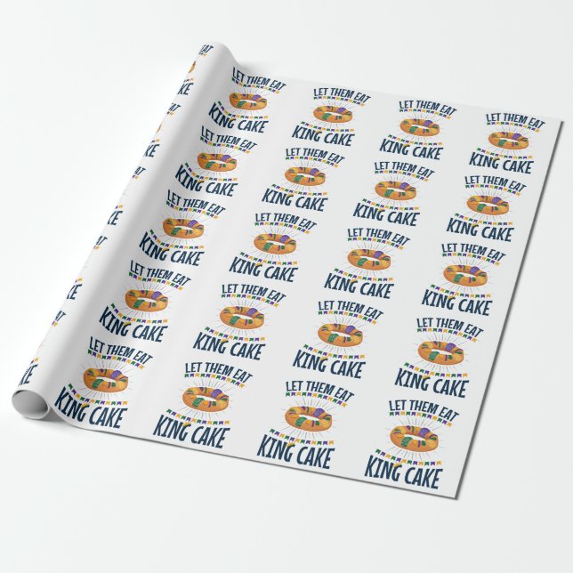 Papel De Presente Deixe-Os Comer Rei Bolo Mardi Gras Engraçado (Desenrolado)