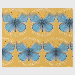 Papel De Presente Deixe Seus Sonhos Voarem Borboleta Azul