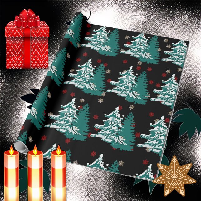 Papel De Presente Deixem-na nevar Aquarela inverno Madeira de Natal (Let it Snow Watercolor Winter Christmas Woodland Wrapping Paper)