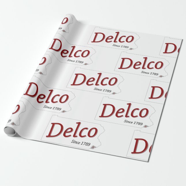 Papel De Presente Delco desde 1789 cinza e preto vermelho (Desenrolado)