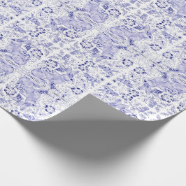 Papel De Presente Delft Blue Bunny Rabbit Birds Dedham Páscoa