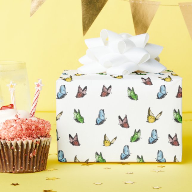 Papel De Presente Delicado Borboleta Russa Cinética Verão (Festa de aniversário)