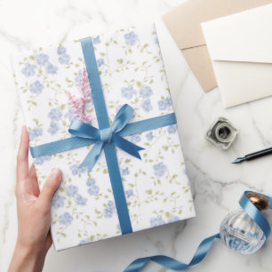 Papel De Presente Delicado Flor de Não-Me-Esqueças Botânico Silvestr