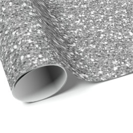 Papel De Presente Delicado Mínimo Glitter de Cinza Silver