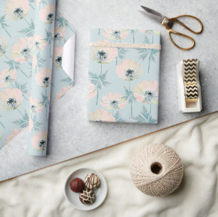 Papel De Presente Delicar anêmonas rosa.