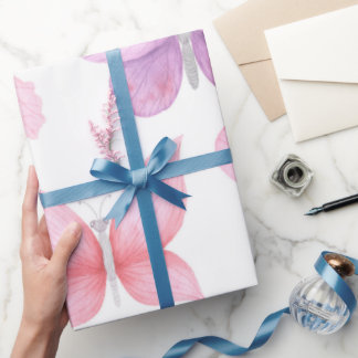 Papel De Presente Delicar Borboletas Rosa