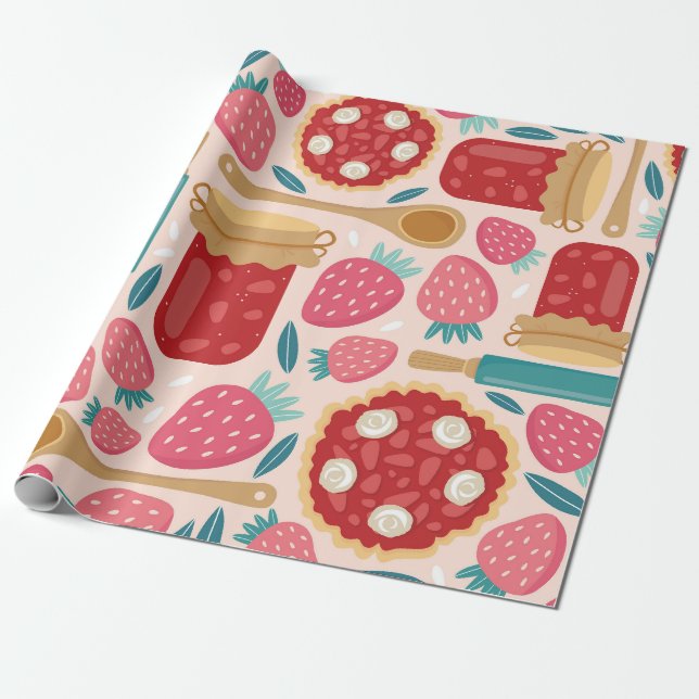 Papel De Presente Delícia de Morango Doce (Desenrolado)