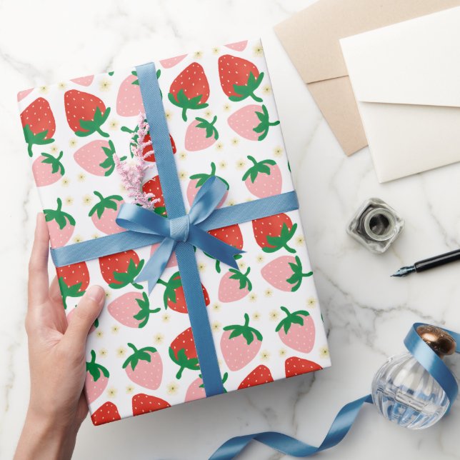 Papel De Presente Delícias Brancas de Frutas (Presentear)
