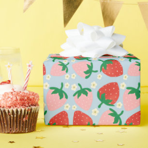 Papel De Presente Delícias de Frutas Azul Pastel