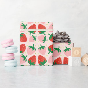 Papel De Presente Delícias Doces de Frutas Rosa Suave