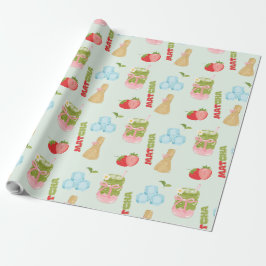 Papel De Presente Delicioso Matcha de Morango com Fita