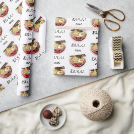 Papel De Presente Delicioso Ramen; Tigela de Ramen Kawaii