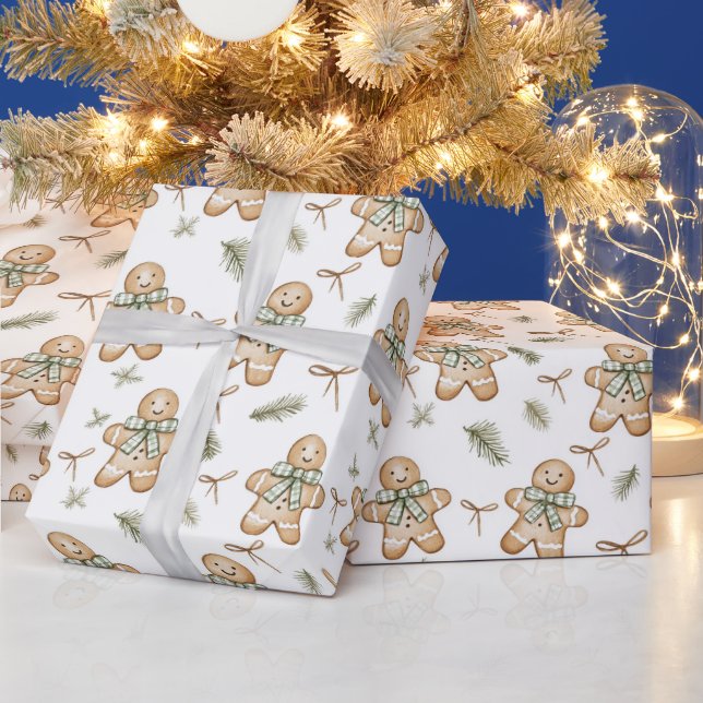 Papel De Presente Deliciosos Biscoitos de Gengibre com Creme Verde d (Feriados)