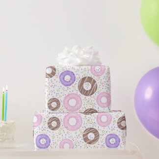 Papel De Presente Delicious Donuts on White Wrapping Paper