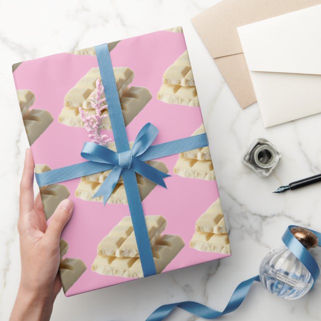 Papel De Presente Delicious White Chocolate Squares Pattern – Sweet  (Presentear)