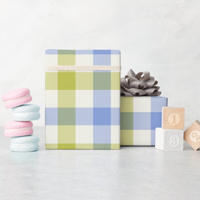 Papel De Presente Delphinium Gingham - Wrapping Paper (Chá de bebê)