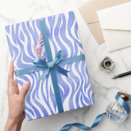 Papel De Presente Denim Blue Watercolor Zebra Print