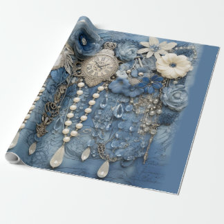 Papel De Presente Denim Jean bolsos, Kittens e Lace