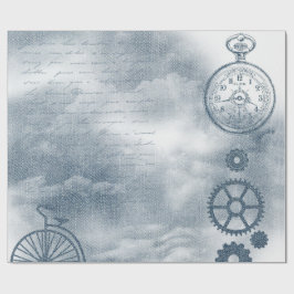 Papel De Presente Denim Steampunk