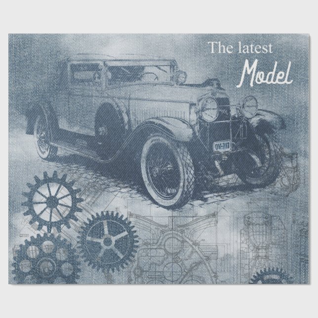 Papel De Presente Denim Steampunk (Aberto)