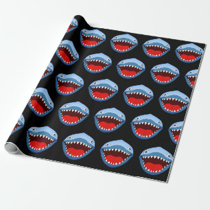 Papel De Presente Dentes Brancos De Tubarão Brancos Engraçados