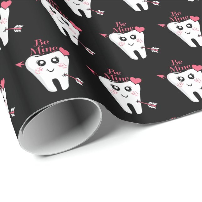 Papel De Presente Dentista no Dia dos Namorados - Dente Coração, Sej (Ponta do rolo)