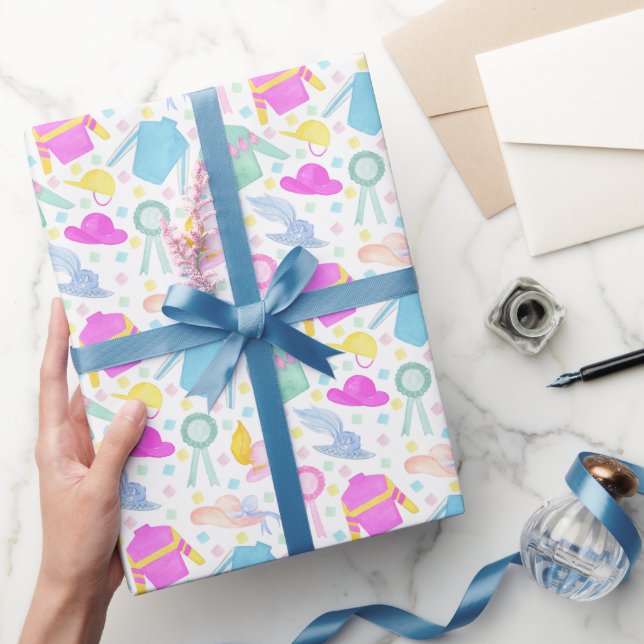 Papel De Presente Derby De Cores Aquáticas (Presentear)