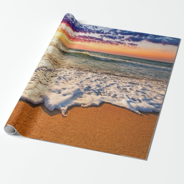 Papel De Presente Desacoplamento Sunset de Praia (Desenrolado)
