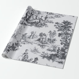 Papel De Presente Desanexação a preto e branco do toile de jouy