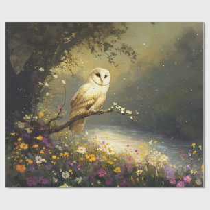 Papel De Presente Descamação de Flores Selvagens Brancas Snowy