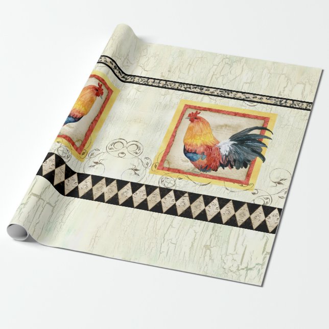 Papel De Presente Descaptação de madeira do Harlequin, Russo Rooster (Desenrolado)
