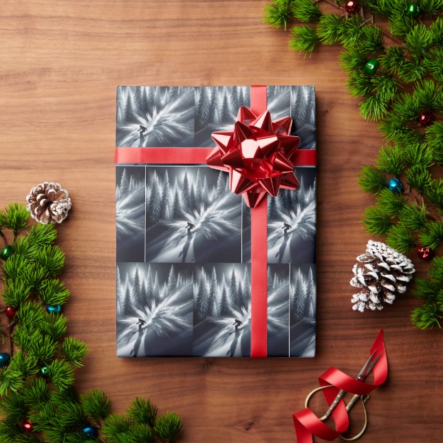Papel De Presente Descida esquiadora à luz da lua (Presente de Natal)