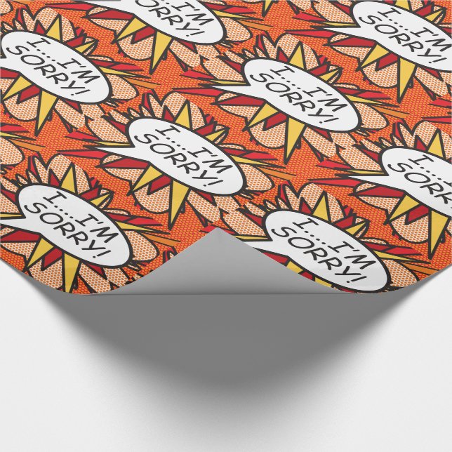 Papel De Presente DESCULPE Diversão Arte Pop de Quadrinhos Retro (Ponta)