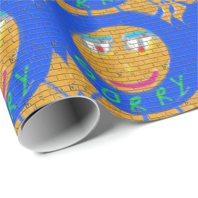 Papel De Presente Desculpe Grafite, Arte Triste Face, Tristeza, arre (Ponta do rolo)