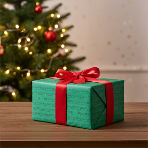 Papel De Presente Desejamos a Você um Feliz Natal Música em Verde Ja