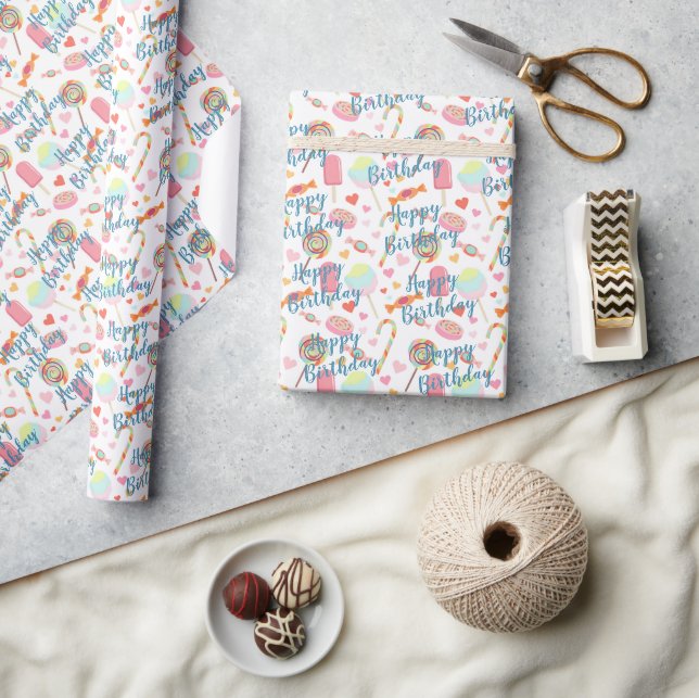 Papel De Presente Desejo personalizado de feliz aniversário em pirul (Artesanato)