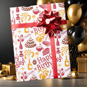 Papel De Presente Desejos de Aniversário Feliz Modernos e Tendências