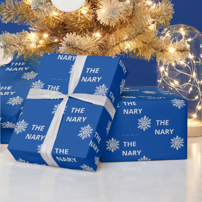 Papel De Presente Desejos de Natal em Azul (Feriados)